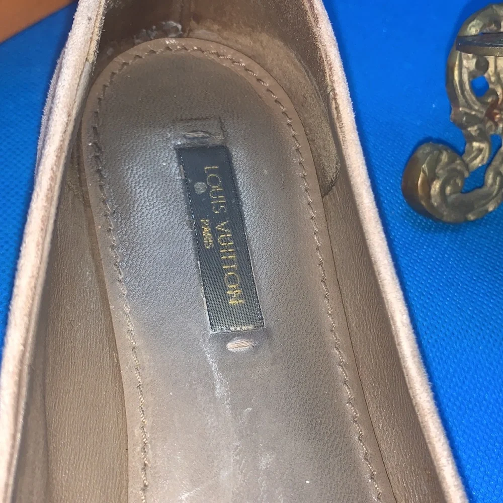 Louis Vuitton MA0141‎ Suede Flat Pumps 34.5 Ladies Beige